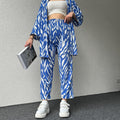 Zebra Print Oversized Shirt with Pants - Royal Blue