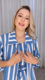 Mono Sky Blue Stripe 3-Piece Co-Ord Set