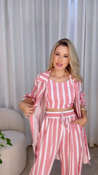 Mono Rose Pink Stripe 3-Piece Co-Ord Set