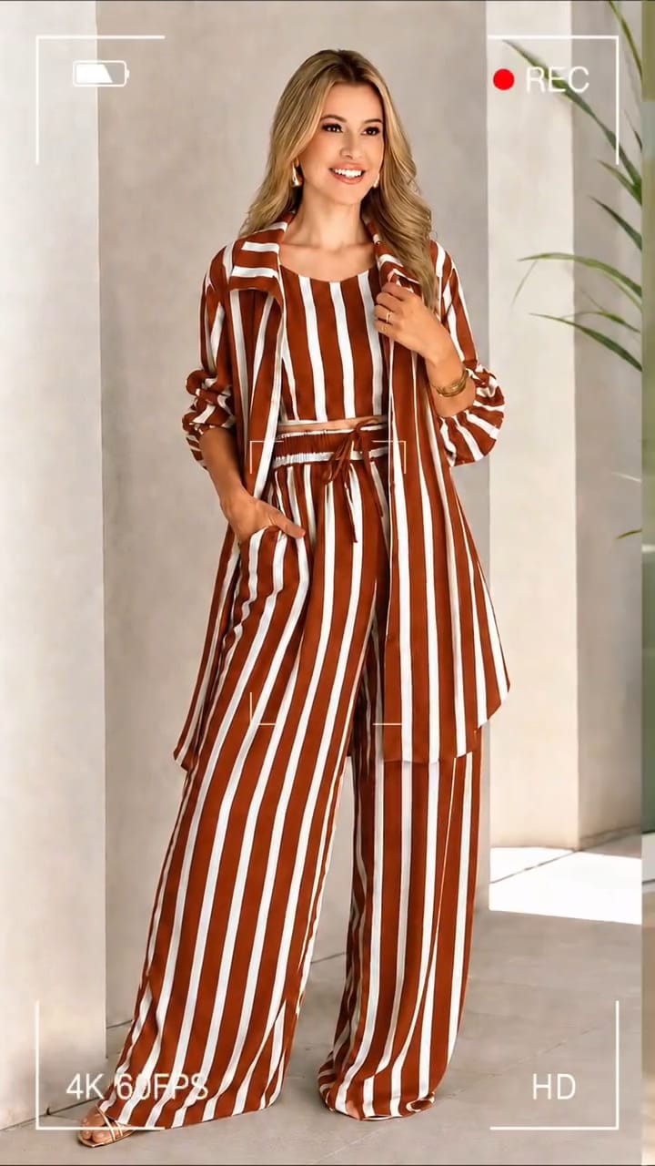 Mono Red Stripe 3-Piece Co-Ord Set