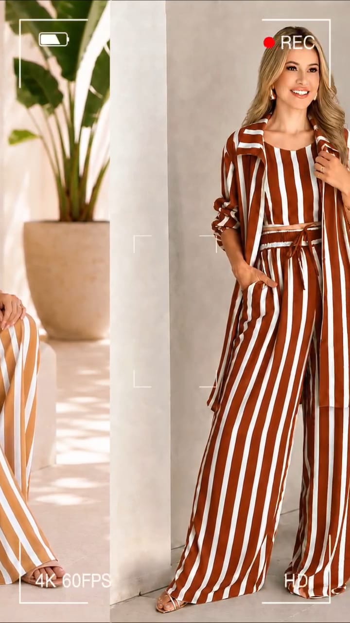 Mono Red Stripe 3-Piece Co-Ord Set