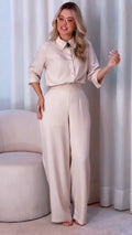 Ruby Cream Beige Blush Cotton Shirt Pant Co-Ord