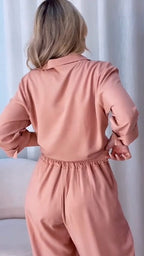 Ruby Cherry Pink wood Blush Cotton Shirt Pant Co-Ord