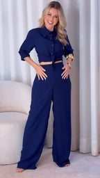 Ruby Navy Blue Blush Cotton Shirt Pant Co-Ord