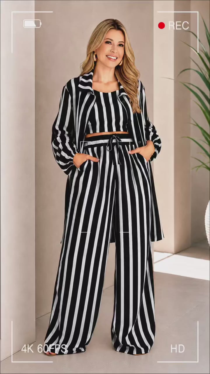 Mono Bronze Stripe 3-Piece Co-Ord Set